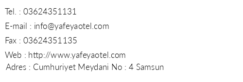 Yafeya Otel telefon numaralar, faks, e-mail, posta adresi ve iletiim bilgileri